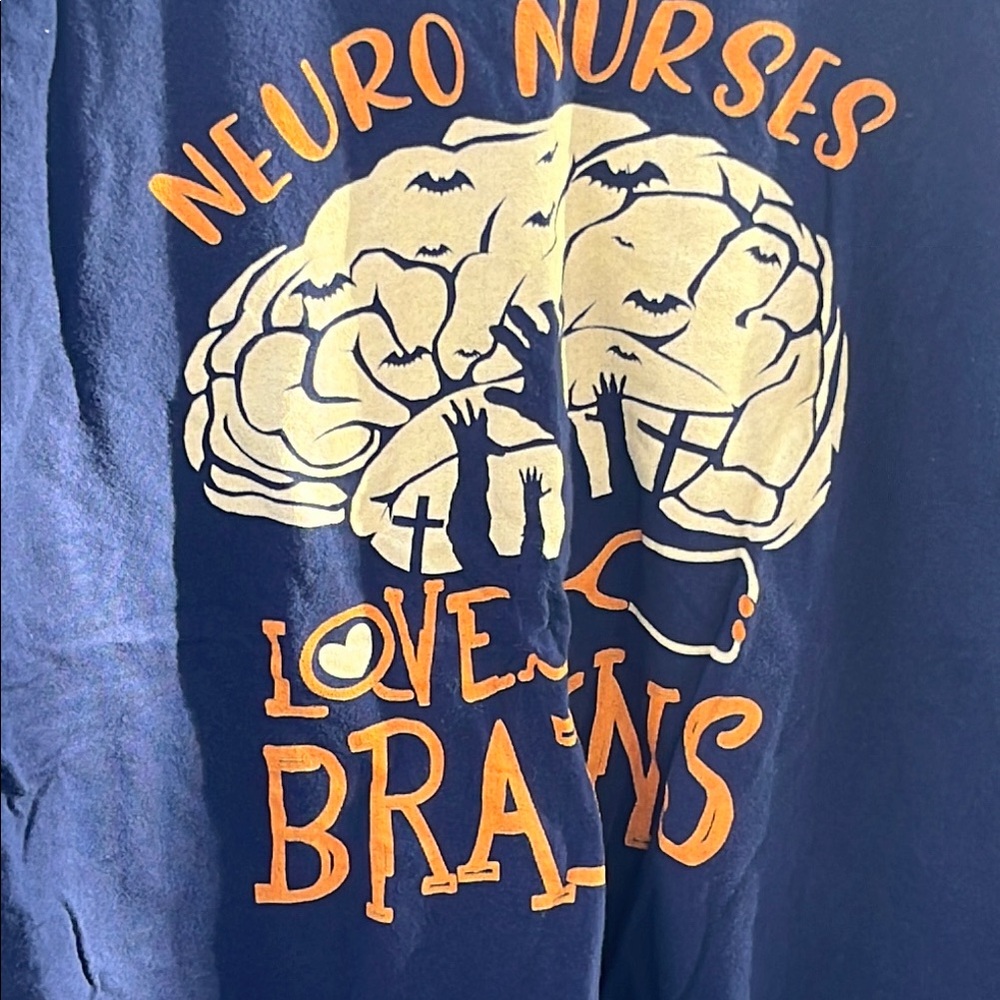 Neuro Nurses graphic Blue and Orange T-Shirt small